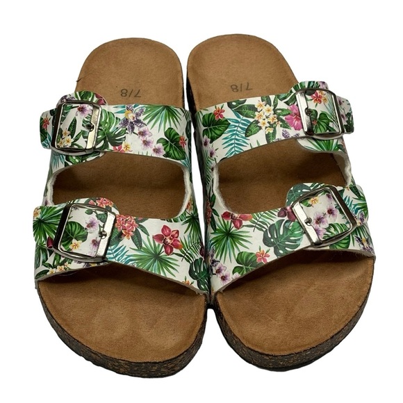 Birkenstock Inspired Two Buckle Garden Style Cork Sandals NEW Size 7/8 Heel 1.5” - Picture 5 of 7